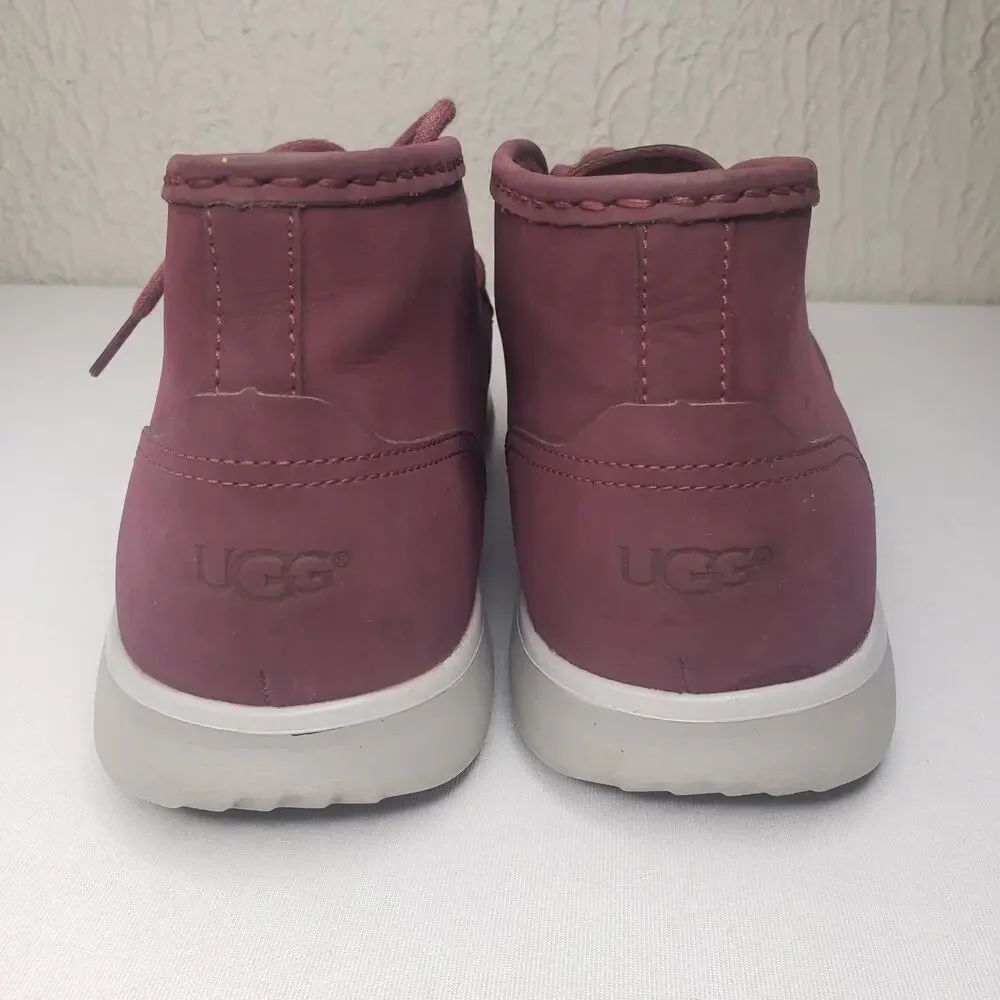 UGG Hendrickson Mens 12 US Chukka Boots Leather Wine Ankle Boots Lace-Up 1013990